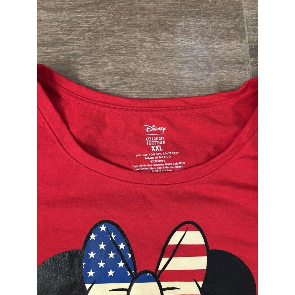 Minnie Mouse With USA Motif Bow Women’s Size XXL T Shirt Red - Picture 2 of 5